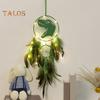 Dinosaur Dream Catcher Ornament Kids Faux LED Light Feather Dream Catcher Handmade Home Decor Birthday