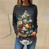 Tee Shirts For Women Casual Round Neck Long Sleeve Shirts Christmas Printing Top Pullover