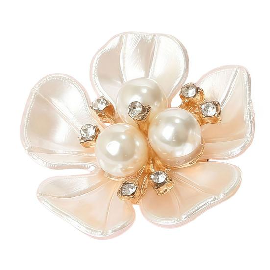 Cufflink Rhinestones Imitation Pearls Pistil Flower Shape Button Covers Clip-On Installation Sparkling Decorative