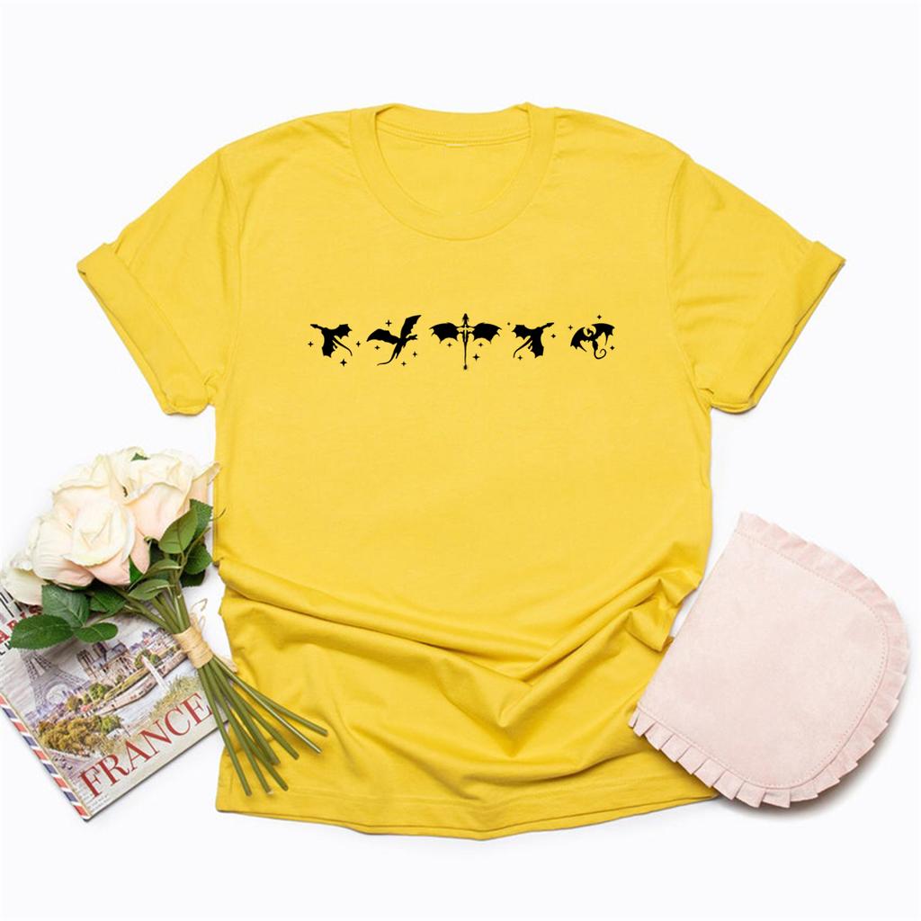 Fourth Wing TShirt Basgiath War College Shirt Women Graphic T Shirts Casual Short Sleeve Fantasy Book Dragon Tee Women Clothes