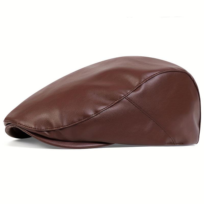 Модная кепка из искусственной кожи Forward Hat Unisex Водонепроницаемая кепка Beret Cap Men Vintage Winter Hats Flat Top Caps Accessories