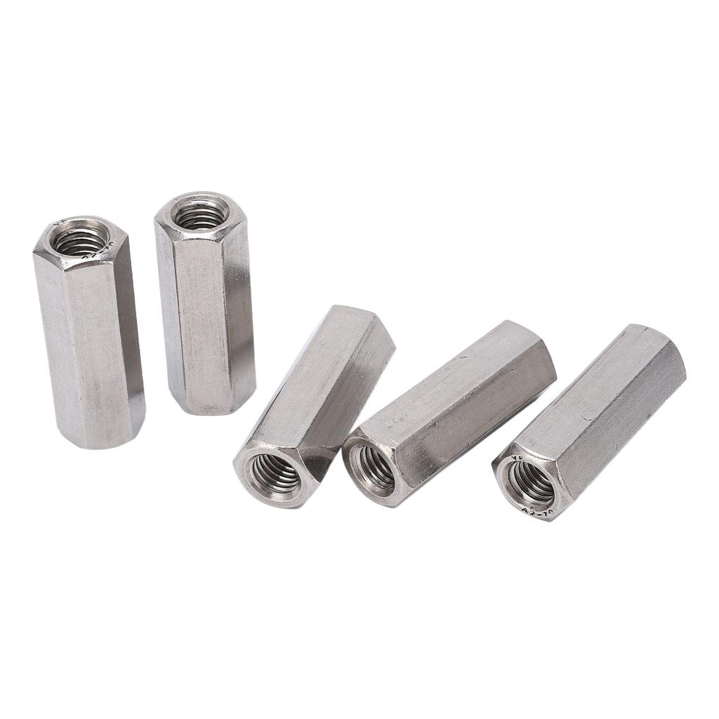 5 шт. Серебристые шестигранные соединительные гайки M12, устойчивые к коррозии, прочные, из нержавеющей стали 304, набор соединительных гаек
