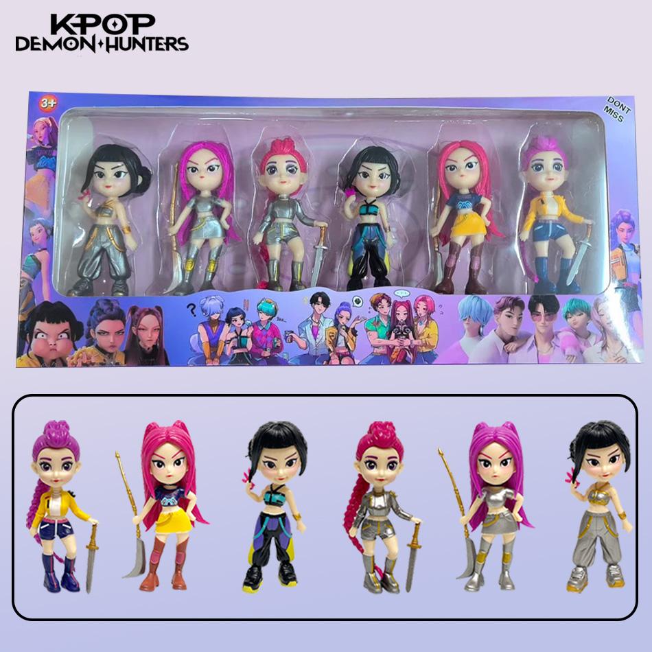 Набор из 6 фигурок Аниме Kpop Серия Охотники на демонов Настольные статуэтки Украшение для Хэллоуина Рождества Подарки для детей