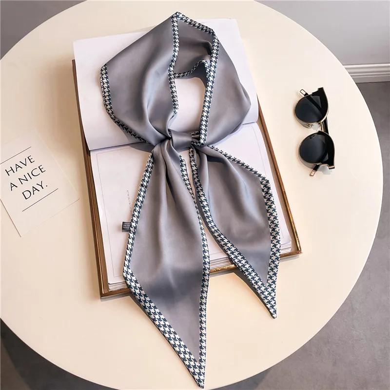 Long Neckerchief Skinny Hair Bands Women Silk Scarfs Fashion Headbands Bag Scarves Print Hairband Neck Scarf For Ladies 14x147cm