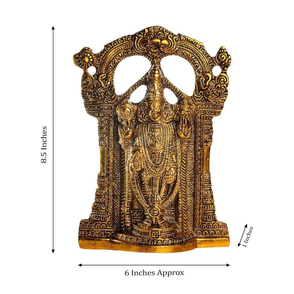 Shree Balaji Tirpuathi Venkateswara Balaji Statue Sculpted In Great Detail In Ivory Antique Finish - Shrinathji Idol for Car