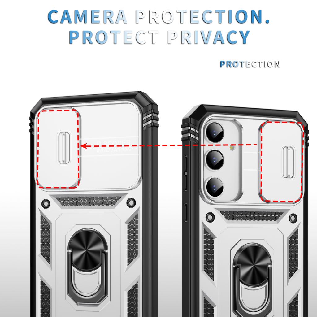 For Samsung Galaxy A55 5G Kickstand Case TPU+PC Camshield Hybrid Phone Cover