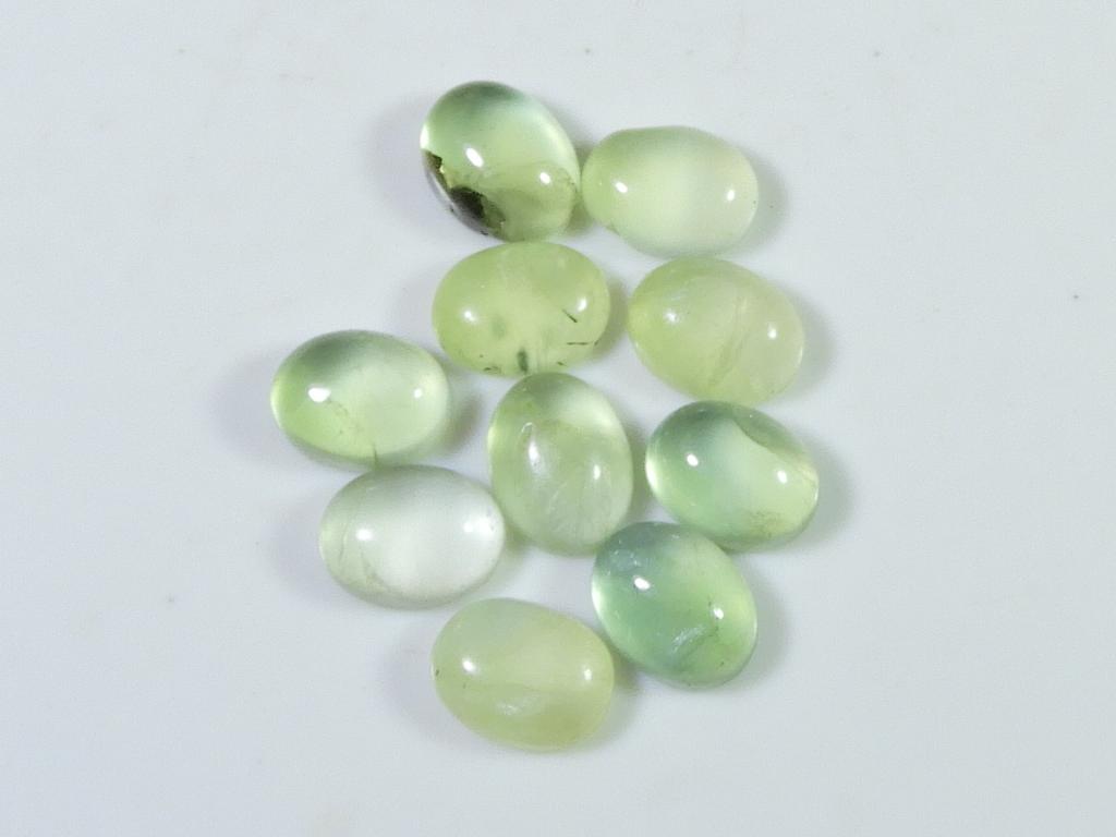 21Cts. Натуральный зеленый пренит овальный кабошон россыпью драгоценный камень 10 шт. лот 6X8MM RQ-1933