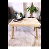 Hornbeam Retro Wooden Leg Handmade Cream Pofidik Pouf Bench Sofa Chair