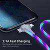 Светящийся USB-кабель 3-в-1, светодиодный кабель для зарядки смартфона, кабель USB-mini USB/C-type/8-pin для быстрой зарядки iPhone, Samsung, XIAOMI ONEPLUS