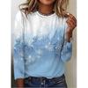 Women's Tunic Print Daily Fashion Casual Long Sleeve Crew Neck Blue Spring Fall