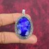 Подвеска с синим сапфиром, подвеска из драгоценного камня ручной работы, подвеска из стерлингового серебра 925 пробы, антикварные ювелирные изделия, для подарка на помолвку