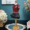2025 Autumn Winter Puppy Overalls Handmade Knit Cotton Red Black Princess Dresses For Small Medium Dogs Pet Clothes Chihuahua