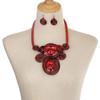 Crystal Gem Statement Necklace Earring Set Irregular Woven Accessories Vintage Beads Necklaces Handmade Neck Chains for Women