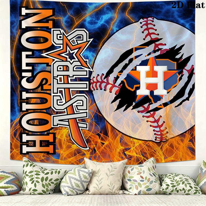 Houston Astros Logo Wall Tapestry Aesthetic Wall Hanging Printed Fabric Blanket Decorative Tapestries for Bedroom Living Room Home Decor