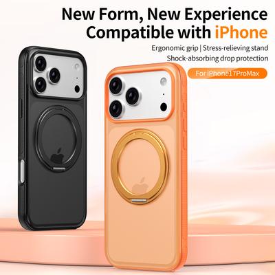Трендовый противоскользящий чехол для телефона для iPhone 16 17 Pro Max N52SH Чехол с прочной магнитной подставкой, вращающийся на 360 градусов, надежная защита