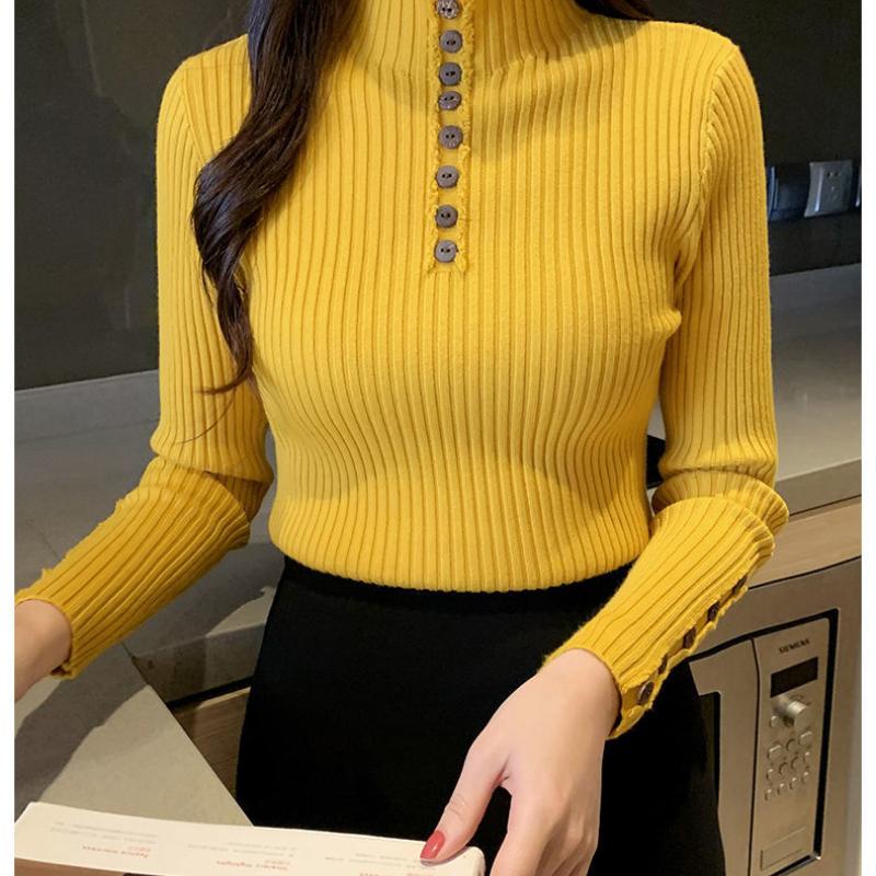 Pure Color Turtlenecks Shirt Knitted Sweater Women Spring Slim Knitwear Tops Casual Long Sleeve Pullover Female