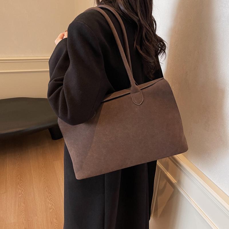 Solid Color Underarm Bag Trendy Satchel Bag Faux Suede Handbags Women Elegant Shoulder Bags Casual Totes Bag