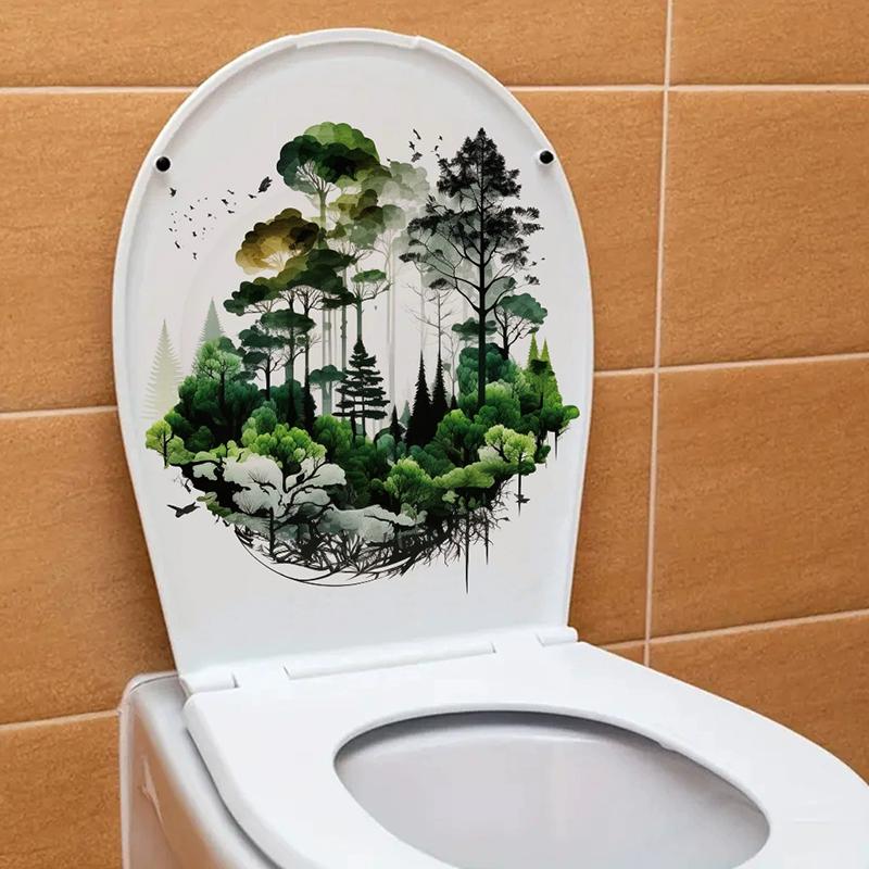 Личность Лес Наклейка на туалет Ванная комната Наклейка на крышку унитаза Наклейка на стену Туалет Для домашнего декора Наклейка на холодильник Наклейка на стену