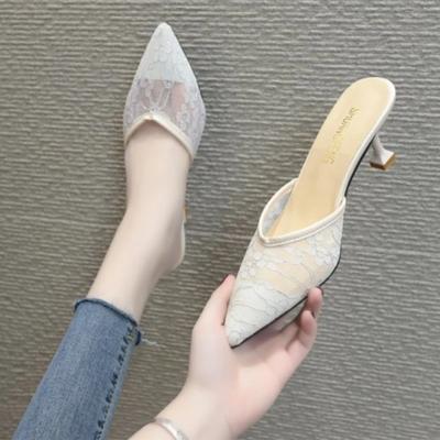 Высокие каблуки неглубокие женские босоножки с острым носком и цветочным принтом лето 2024 модные женские туфли-гладиаторы туфли на каблуках вечерние платья Zapatillas Mujer