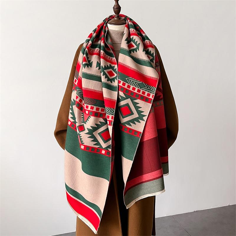 New Shawl Warm Winter Scarf Hijab Women Print Plaid Cashmere Pashmina Thick Wrap Head Neck Foulard Luxury Blanket Echarpe