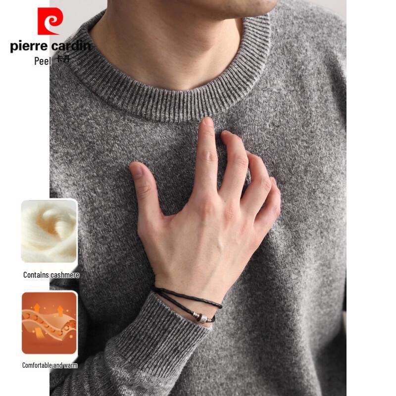 Pierre Cardin Men's Cashmere-Blend Thickened Crew Neck Sweater