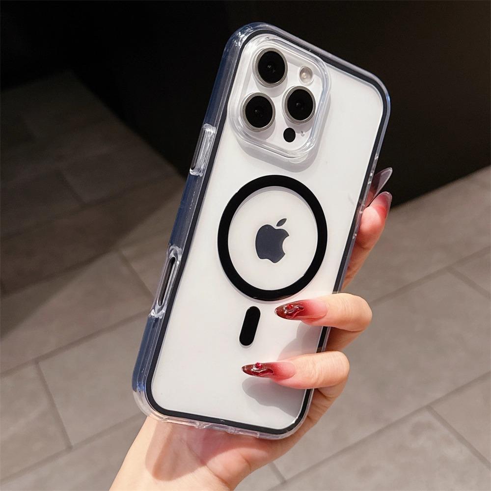 Роскошный прозрачный чехол Magsafe для iPhone 16 15 14 13 12 11 Pro Max Plus, прозрачный магнитный бампер, задние крышки