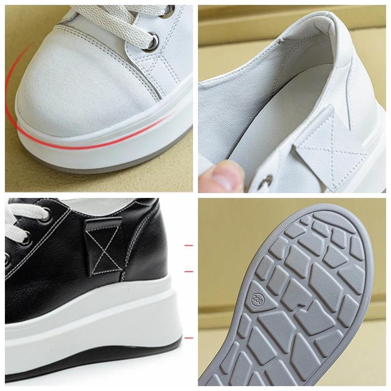 Кроссовки Fujin на танкетке с платформой 7,5 см, вулканизированные, массивные, со скрытым каблуком, из микрофибры, из кожи, удобные, дышащие, для скейтбординга