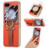 For Samsung Z Flip 5 Zflip5 Bling Ring Holder Leather Case for Samsung Galaxy Z Flip 5 Flip5 Best Protection Glass Film Cover