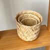 Yellow Desktop Organizer Basket Bamboo Weaving Fruit Basket Drain Basket  Vegetable Fruit Flower