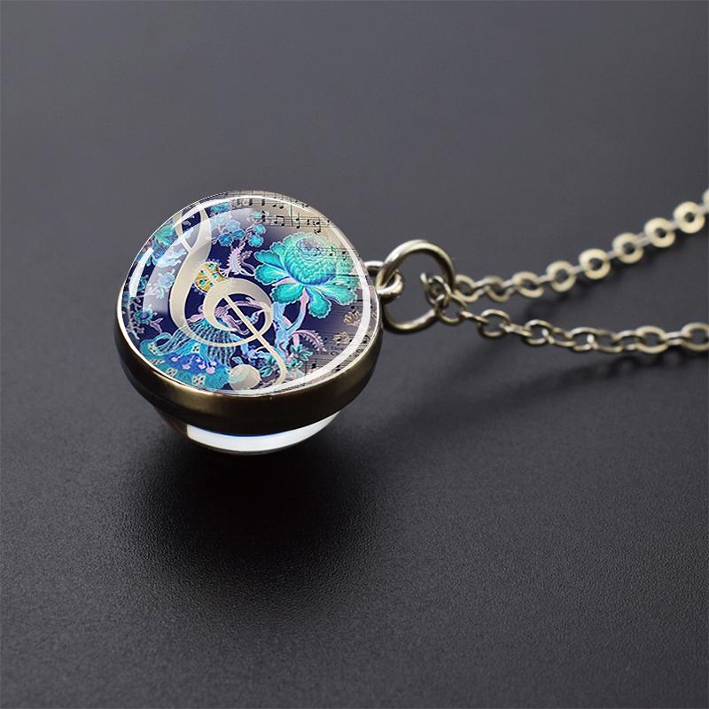 Ожерелья с музыкальными инструментами, фортепиано, гитара, кларнет, флейта, художественный стеклянный шар, кулон, музыкальная нота, ожерелье, женское музыкальное подарочное ювелирное изделие