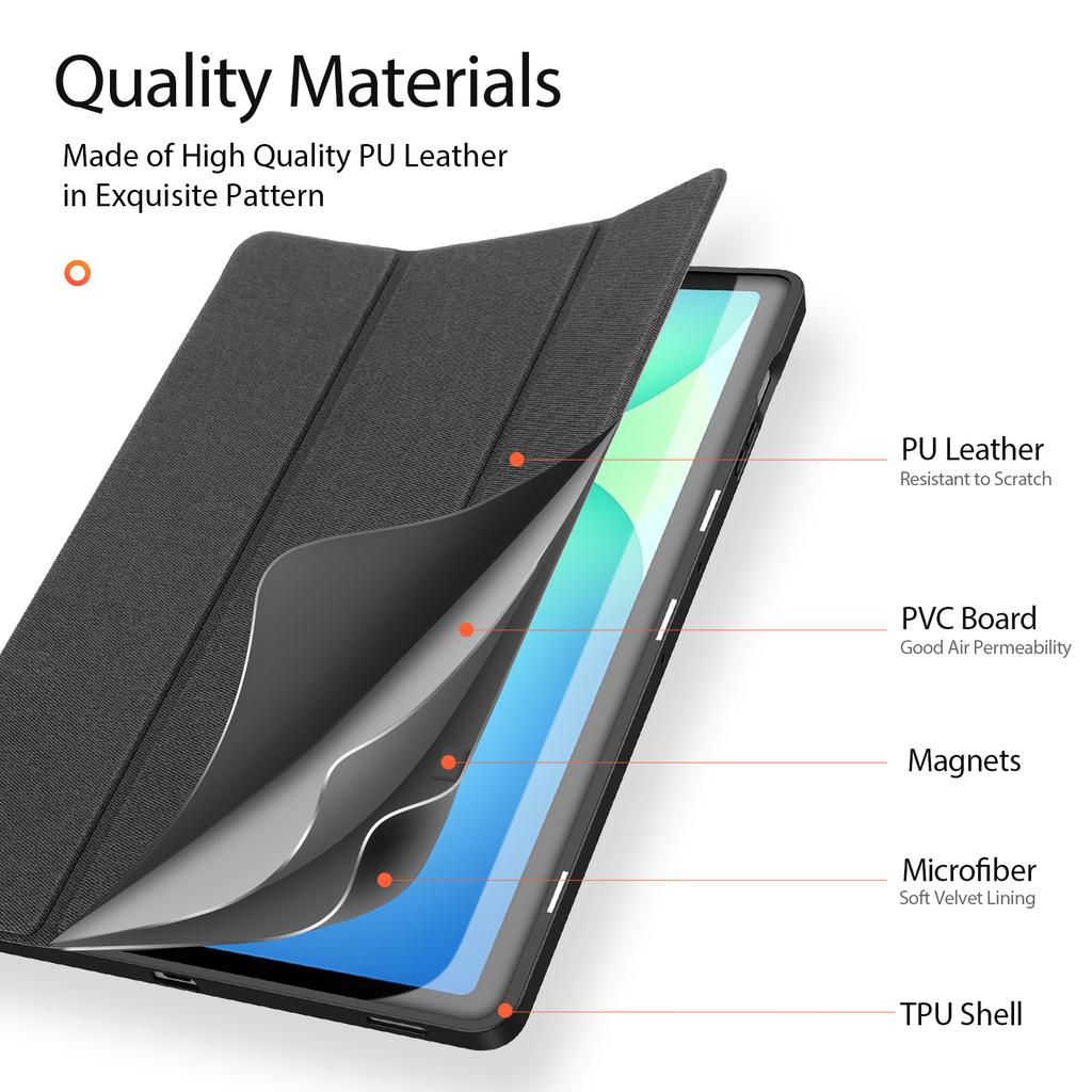 Чехол для Samsung Galaxy Tab S10 FE+ DUX DUCIS Серия Domo Чехол-подставка с тройным сгибом из ПУ кожи для планшета
