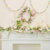 Easter Garland Artificial Floral Spring Garland with Foam Eggs Flowers for Mantle Fireplace Easter Party Indoor Outdoor Decoration