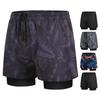Men Swim Shorts Slim Fit Double Layers Quick Dry Conservative Breathable Swimming Elastic Waist Printed Swimming Trunks