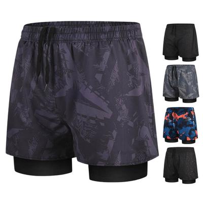 Мужские шорты для плавания Slim Fit Double Layers Quick Dry Conservative Breathable Swimming Elastic Taile Printed Swimming Shorts