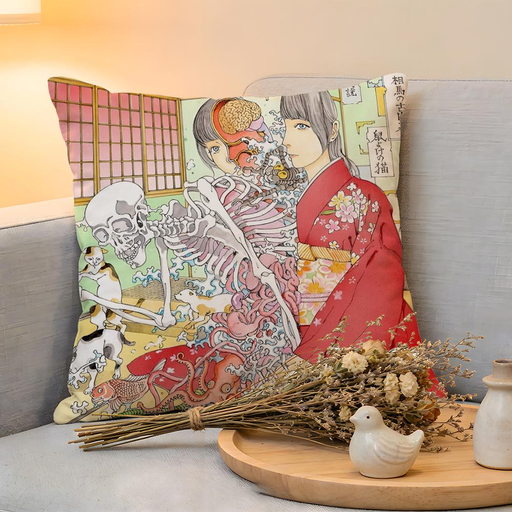 Cushion Cover Linen SkinFriendly Soft Decorative Case For Sofa Home Decor Funny SShintaro Kago Art Pillow cover