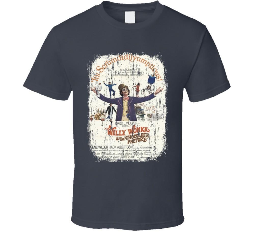 Willy Wonka 70s Classic Family Movie Poster Worn Look Cool T Shirt