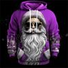 Mens Santa Claus Hoodie Sweatshirt Long Sleeve - Breathable for Spring & Autumn Sports - Durable, Comfortable Christmas Top