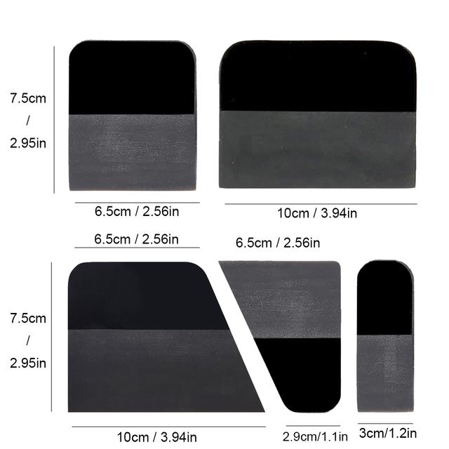 KTM 5PCS Tinting Window PPF Rubber Scraper Tool Vinyl Wrapping Carbon Fiber Sticker Pasting Film Squeegee Car Wash Cleaning