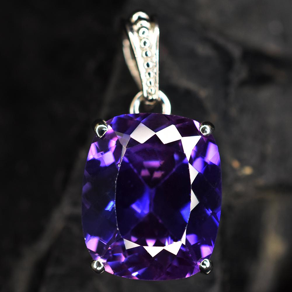 Purple Tanzanite 26 Ct Natural Cushion Pendant 925 Sterling Silver