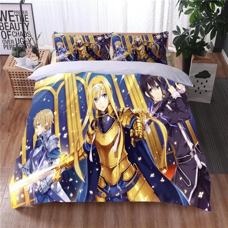 Мультфильм Sword Art Online 3D комплект постельного белья с принтом пододеяльник наволочка постельное белье Twin Full Queen King для взрослых и детей постельное белье
