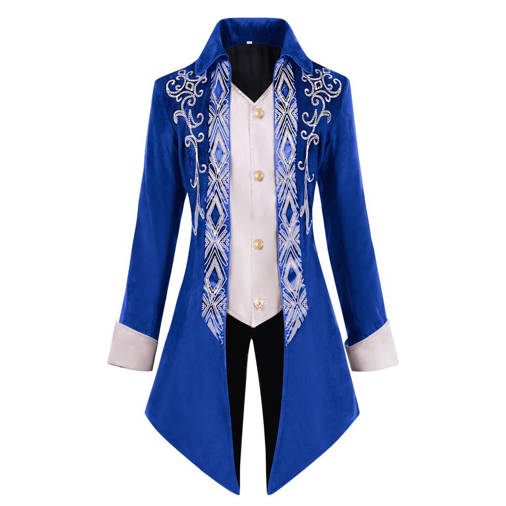 Gothic Victorian Tuxedo Jacket For Men With Jacquard Fabric For Stage Performances