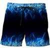 Мужские пляжные шорты с 3d принтом Быстросохнущие шорты для фитнеса Blue Flame Модная пляжная одежда с 3d принтом Купальник для серфинга Спортивные брюки
