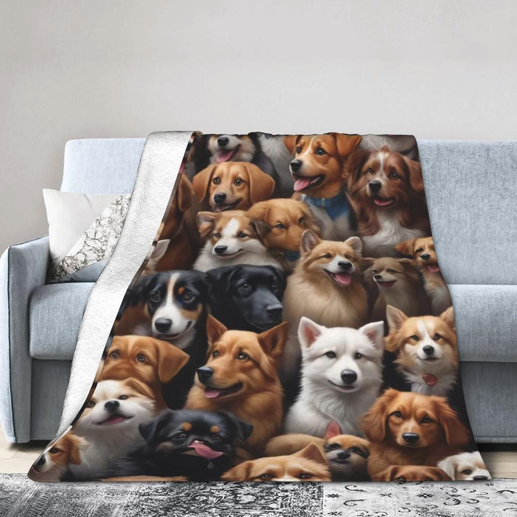 Funny Dog Selfie Flannel Blanket Winter Super Soft Throw Blanket for Girls Boys Outdoor Comfortable Bedspread Sofa Bed Cover