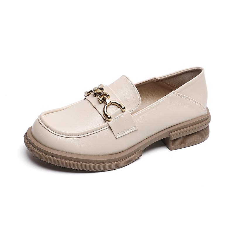 Weiwei Girl 105-10 One-pedal Single Shoes Women's British Style Thick-soled Thick-heeled Loafers Soft-soled Small Leather Shoes Women
