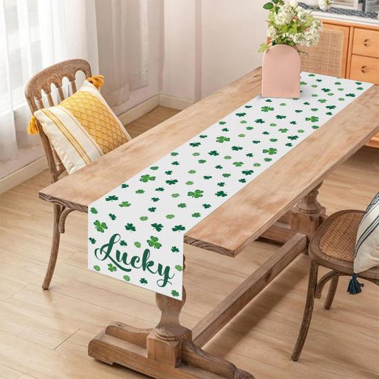 Дорожка для стола на день Св.. Украшение ко Дню Патрика с принтом клевера, легкое в уходе, нескользящее