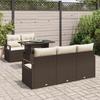 Ensemble de Canapés de Jardin 6 pièces avec Coussins Marron Rattan Poly, Canapé de Jardin 2 places avec Coussins Marron 3348734