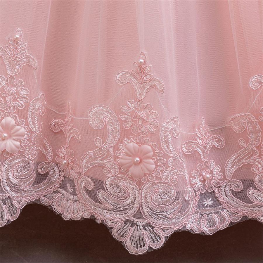 Новое элегантное платье с длинным рукавом для девочек, свадебные платья для девочек-цветочниц, кружевная официальная белая одежда от 4 до 12 лет