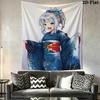 Gawr Gura Wall Tapestry Aesthetic Wall Hanging Printed Fabric Blanket Decorative Tapestries for Bedroom Living Room Home Decor