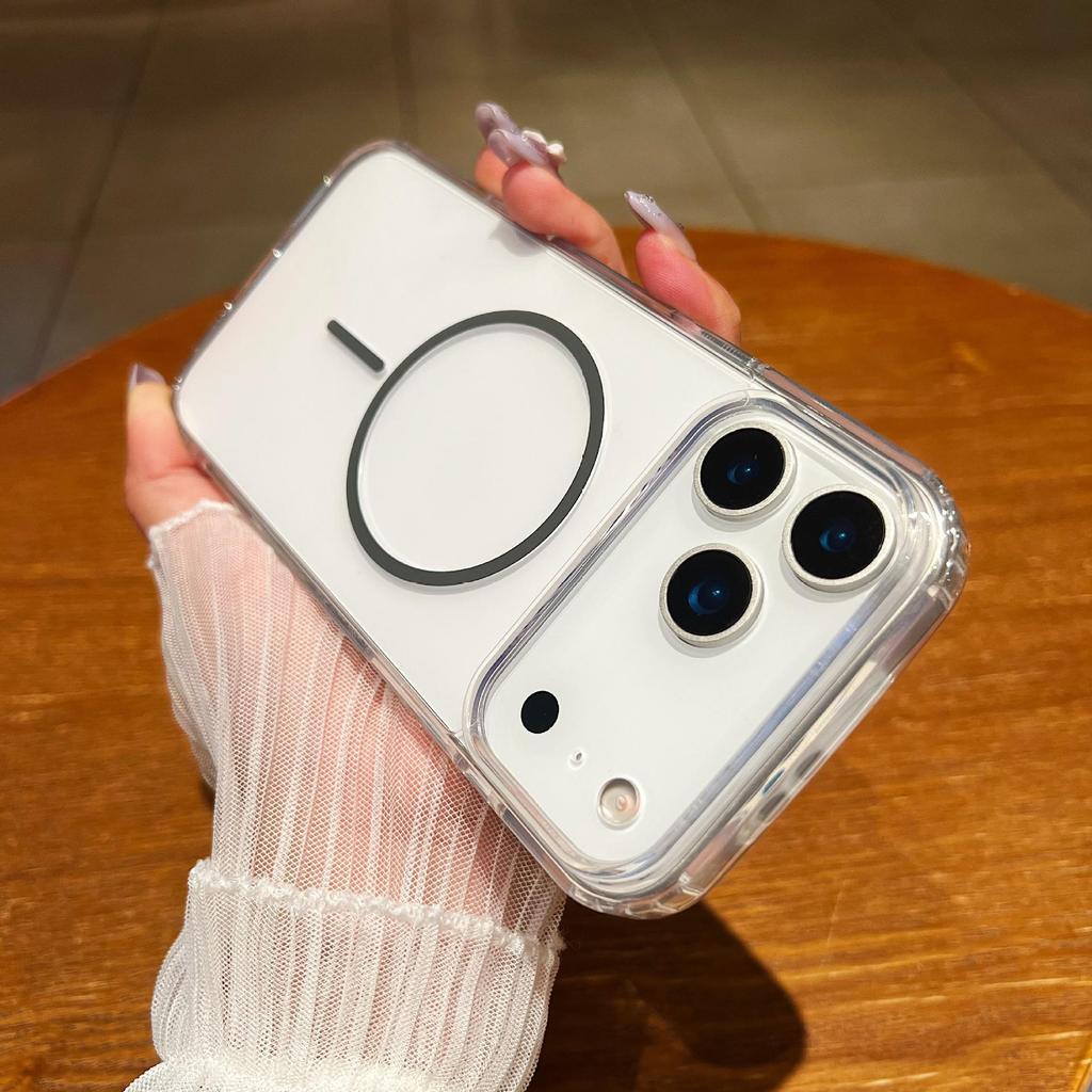 Прозрачный магнитный чехол для телефона Apple 17 Pro/16 Plus - Полное покрытие, Защита от падений, Совместимость с беспроводной зарядкой.