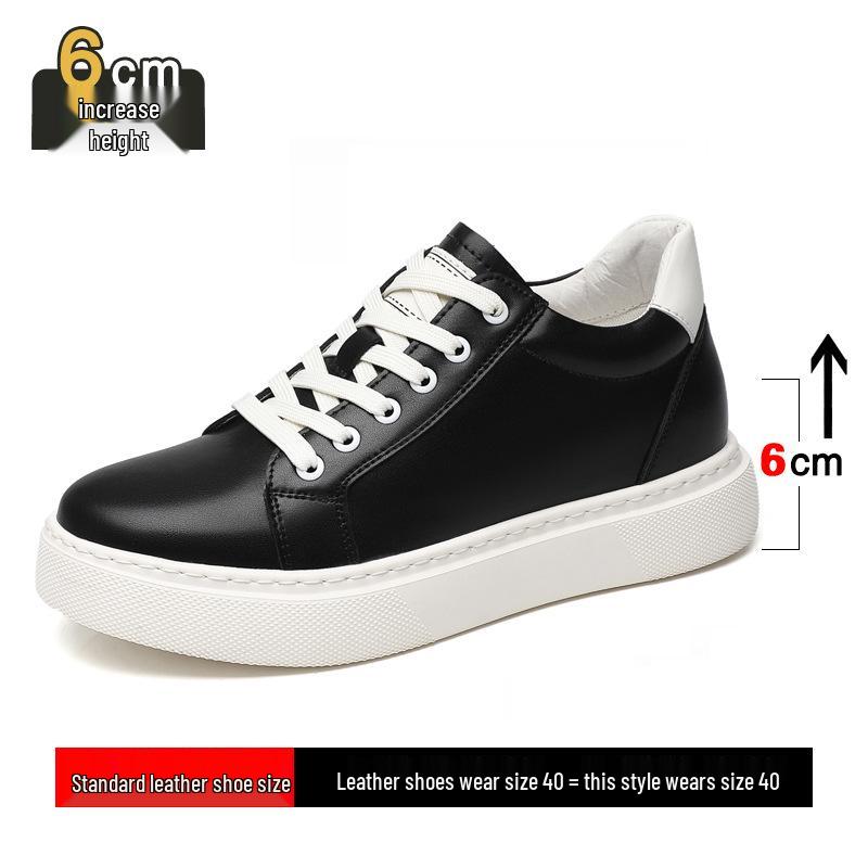 Men's 8cm Height-Boosting Casual White Sneakers